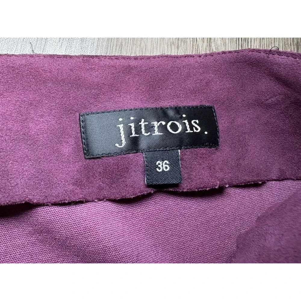 Jitrois Stretch Leather Skirt Burgundy Lambskin Size 36 XS Designer Edgy Chic - Picture 3 of 9